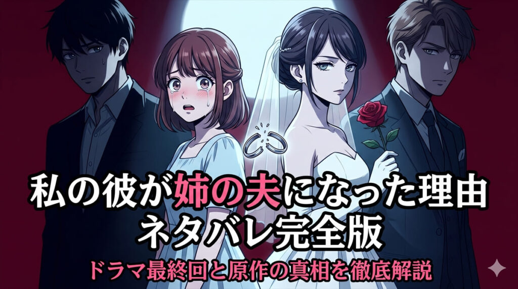 私の彼が姉の夫になった理由 ネタバレ記事のアイキャッチ画像。妹・藍子と姉・紗栄子、その間に立つ恋人だった優馬の三角関係を象徴する構図