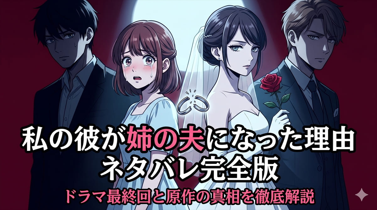 私の彼が姉の夫になった理由 ネタバレ記事のアイキャッチ画像。妹・藍子と姉・紗栄子、その間に立つ恋人だった優馬の三角関係を象徴する構図