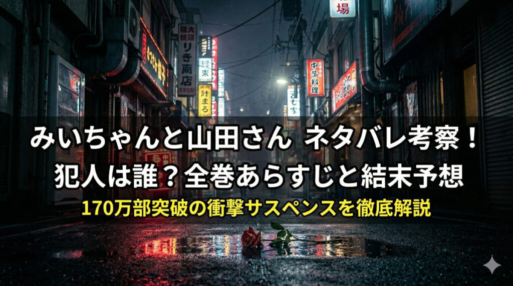 「みいちゃんと山田さん ネタバレ考察記事のアイキャッチ画像。歌舞伎町の夜景を背景にした重厚なデザイン」