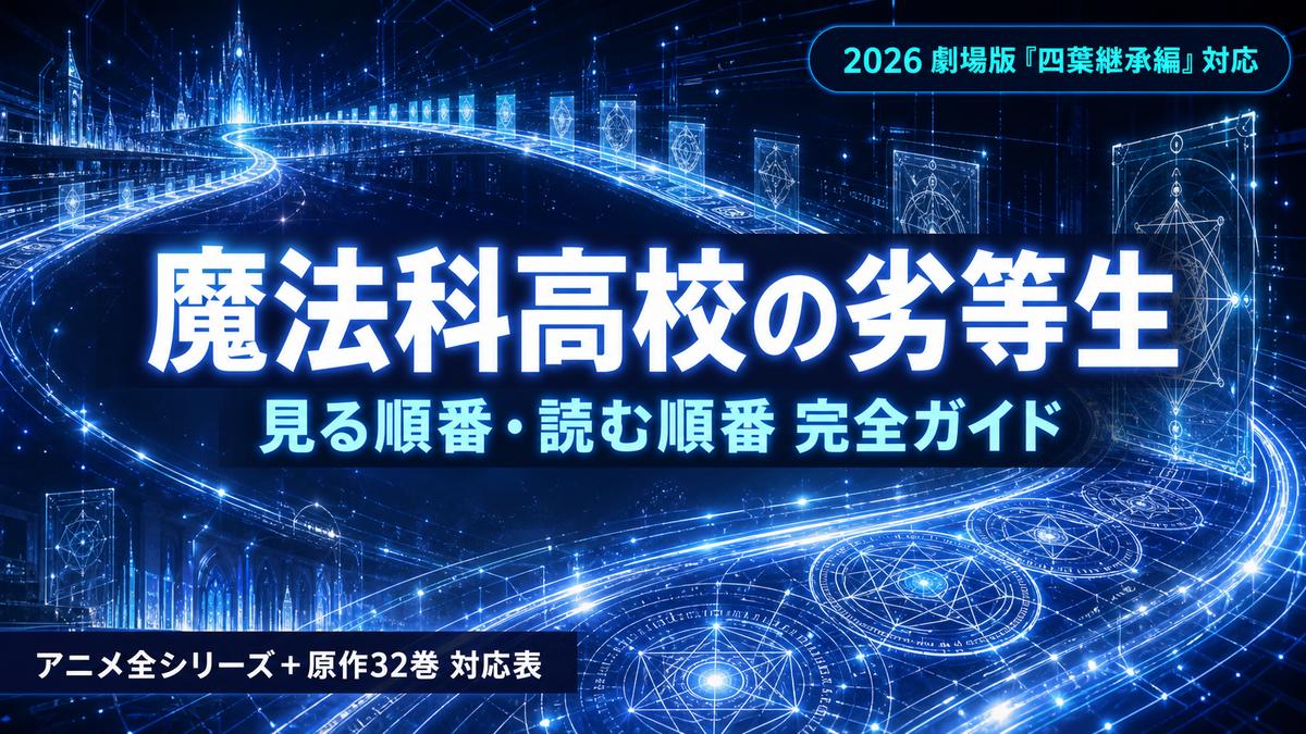 魔法科高校の劣等生のアニメ・小説の見る順番と原作巻数対応を整理したガイド記事のアイキャッチ画像