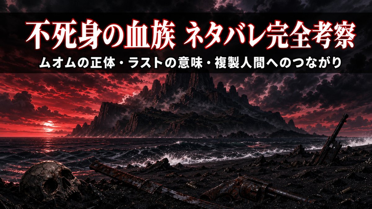 ルパン三世 不死身の血族 ネタバレ考察記事のアイキャッチ画像。地図に存在しない謎の島と廃棄兵器が描かれたハードボイルド・ノワール調の映像