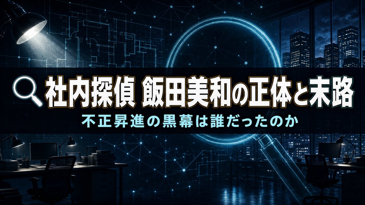 漫画「社内探偵」飯田美和の正体と末路、不正昇進の黒幕を解説するアイキャッチ画像