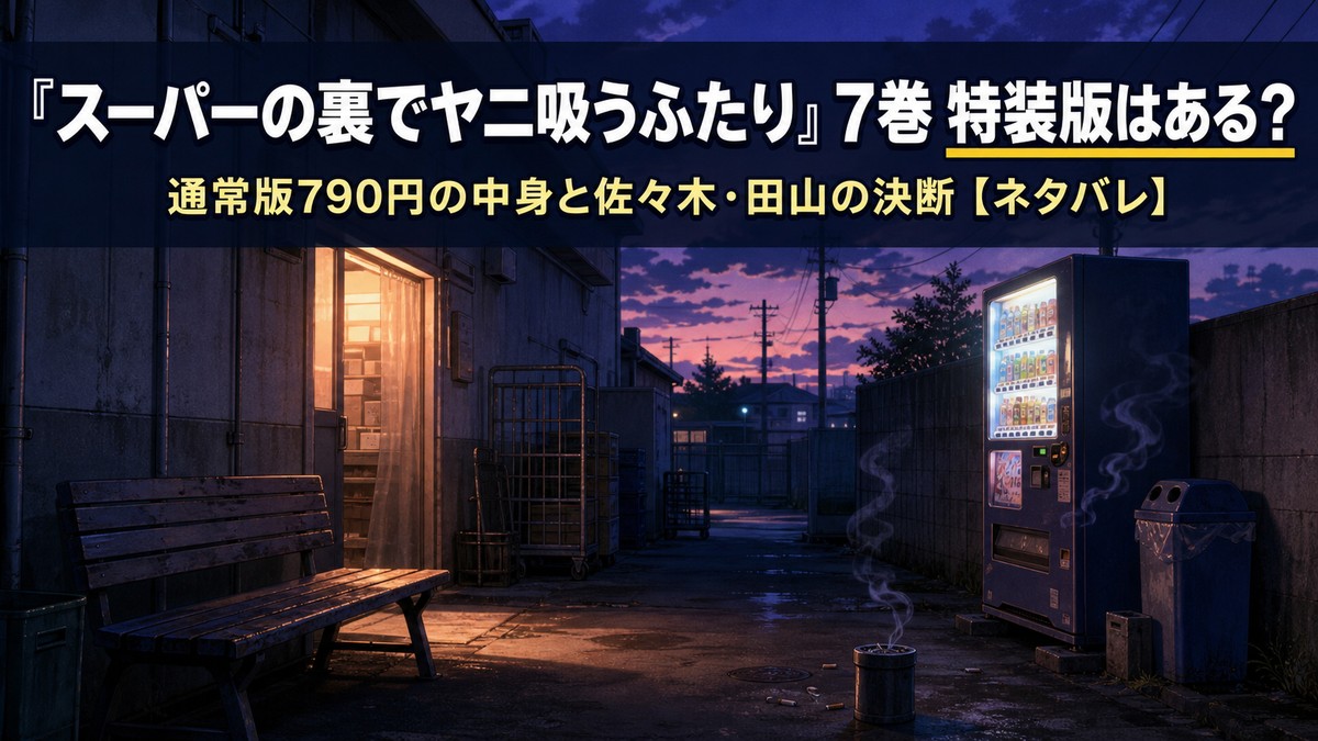 スーパーの裏でヤニ吸うふたり7巻特装版の有無と通常版の内容・ネタバレを解説するアイキャッチ画像