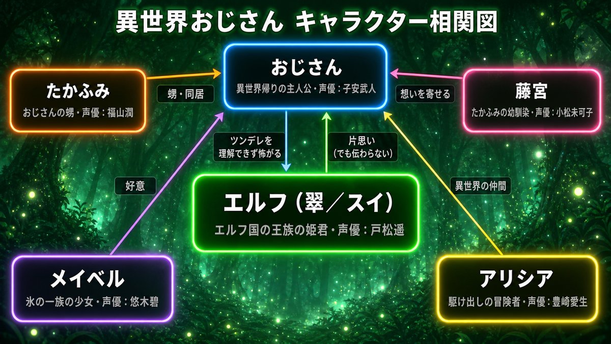 異世界おじさん エルフ ネタバレの相関図
