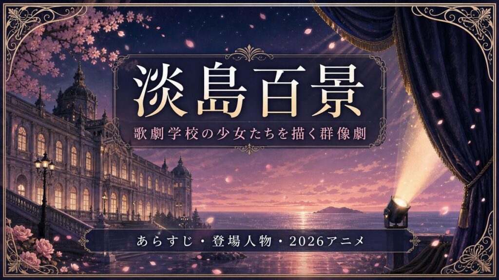 淡島百景のあらすじと登場人物・2026年アニメ情報を紹介するアイキャッチ画像（歌劇学校を舞台にした群像劇）